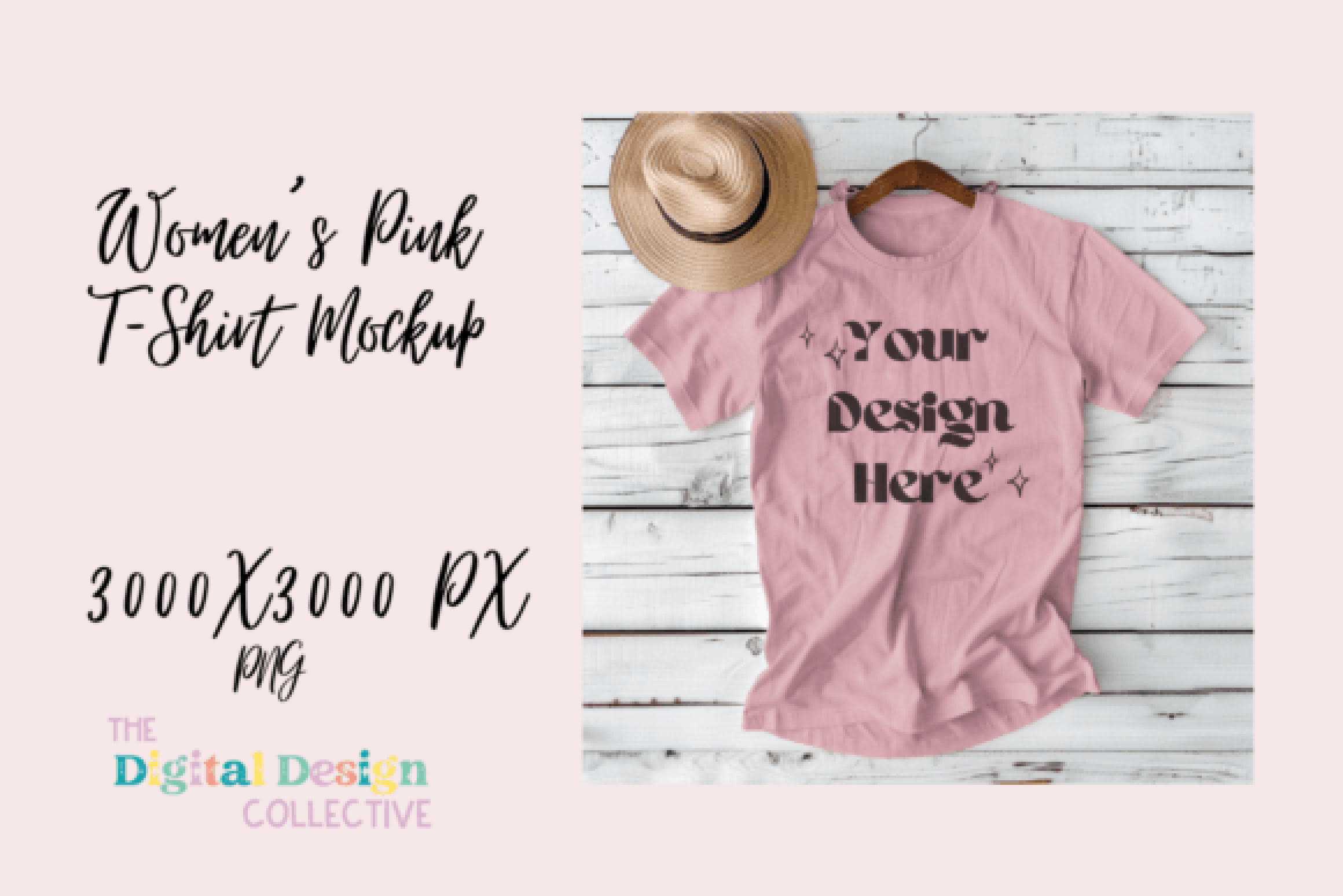 Pink Bella Canvas 3001 T-Shirt Mockup