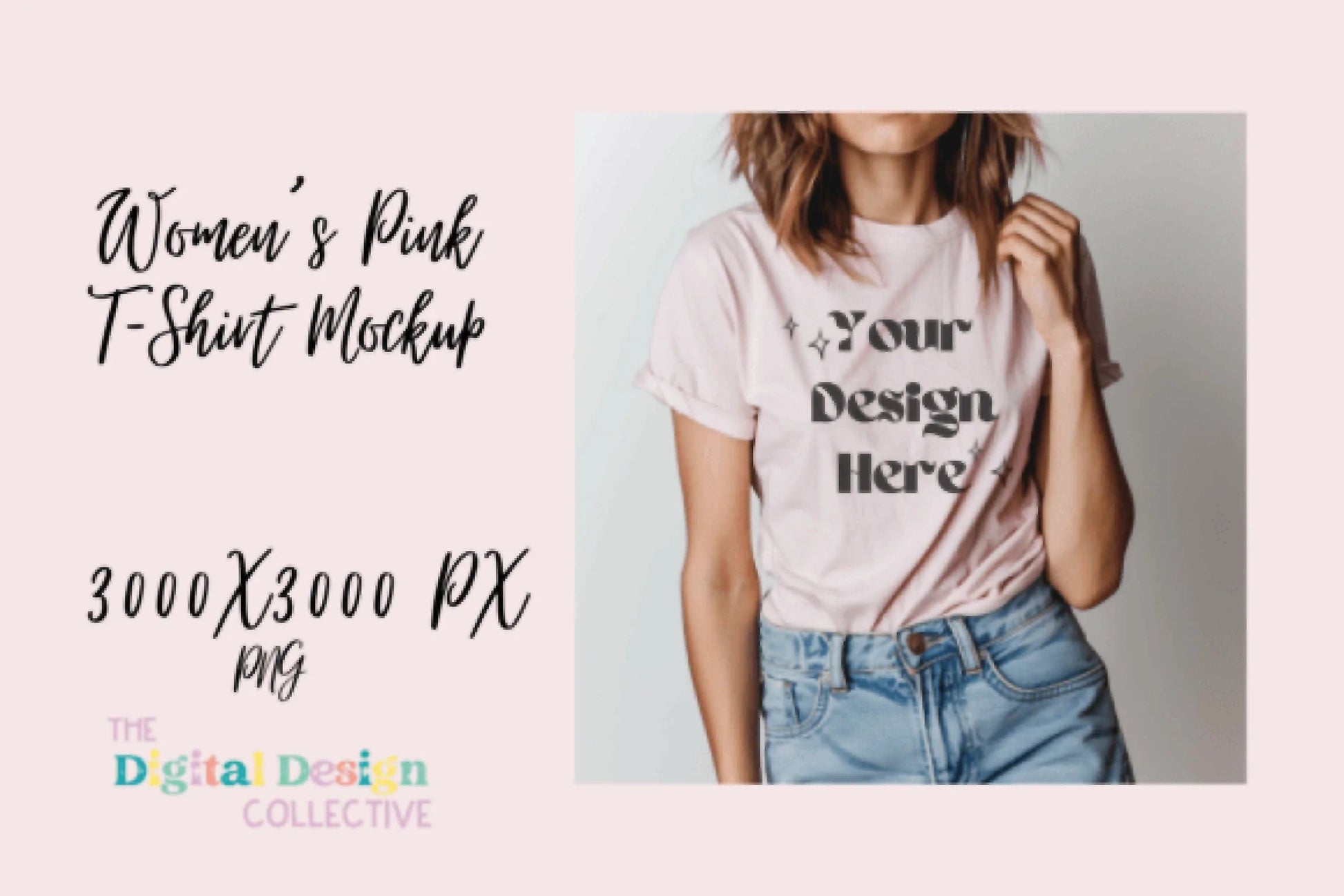 Pink Bella Canvas 3001 T-Shirt Mockup - CraftNest - Digital Crafting and Art