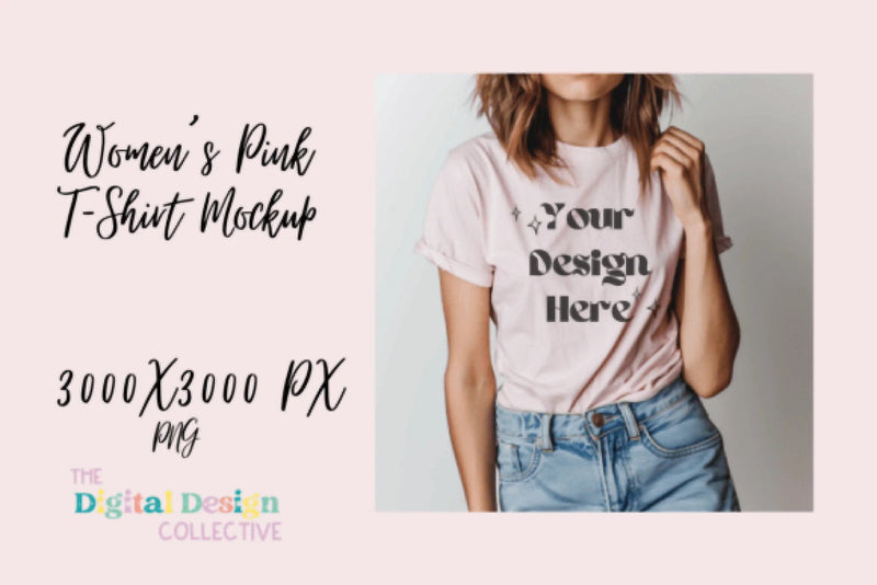 Pink Bella Canvas 3001 T-Shirt Mockup - CraftNest - Digital Crafting and Art