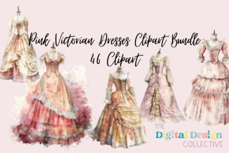 Pink Victorian Dresses Clipart Bundle - CraftNest - Digital Crafting and Art