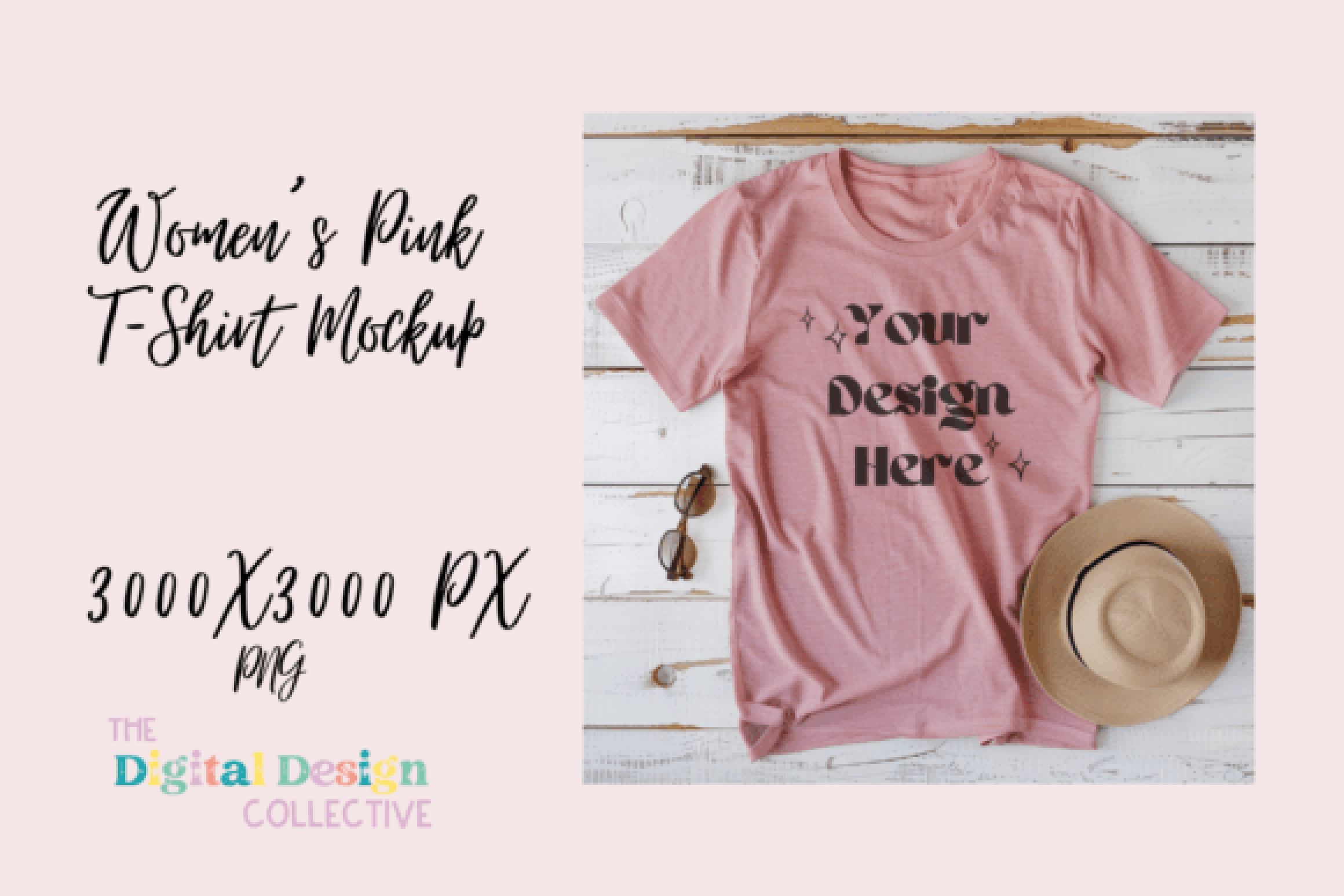 Pink Bella Canvas 3001 T-Shirt Mockup