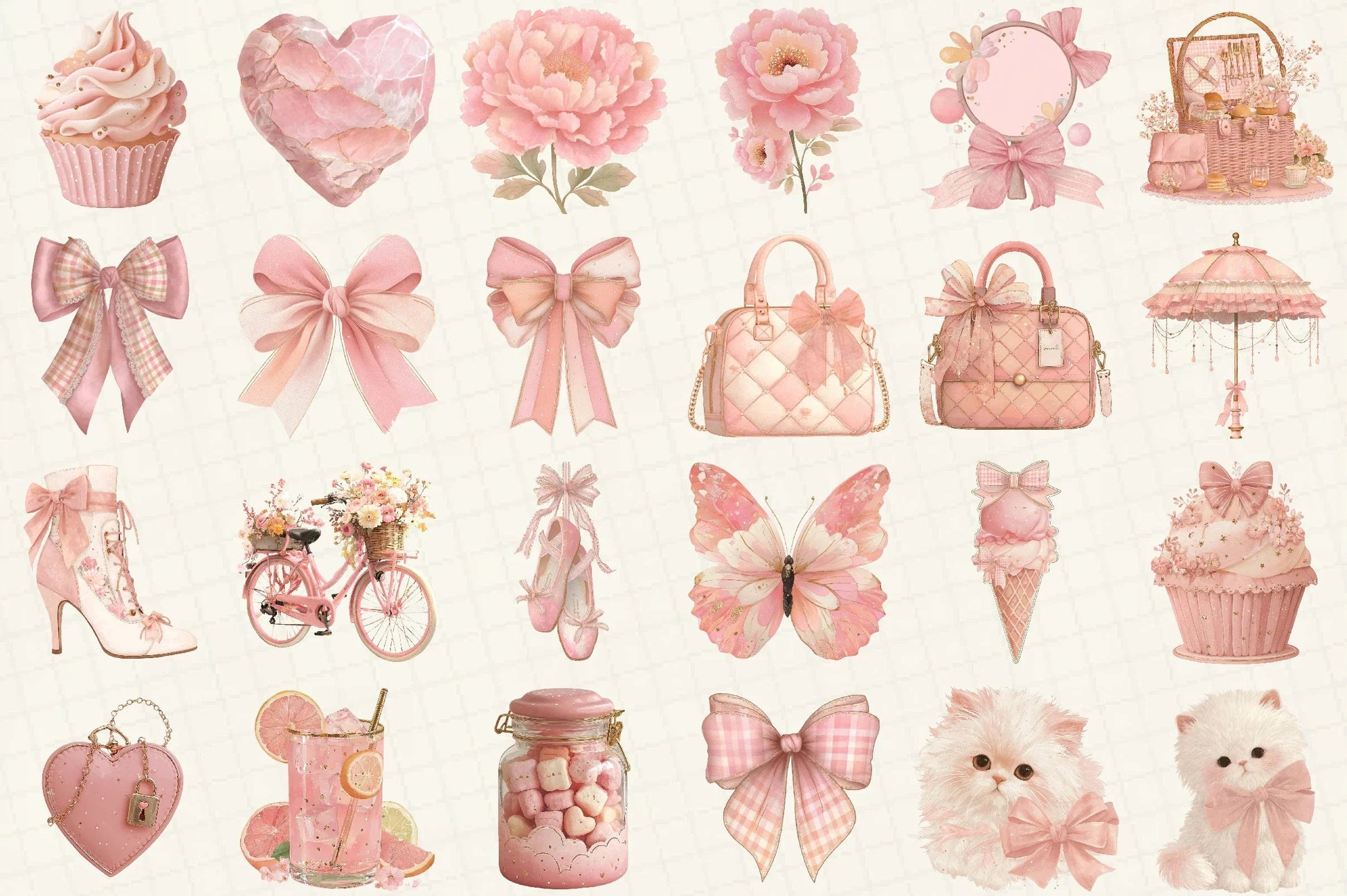 Pink Coquette Aesthetic Clipart Bundle - CraftNest - Digital Crafting and Art