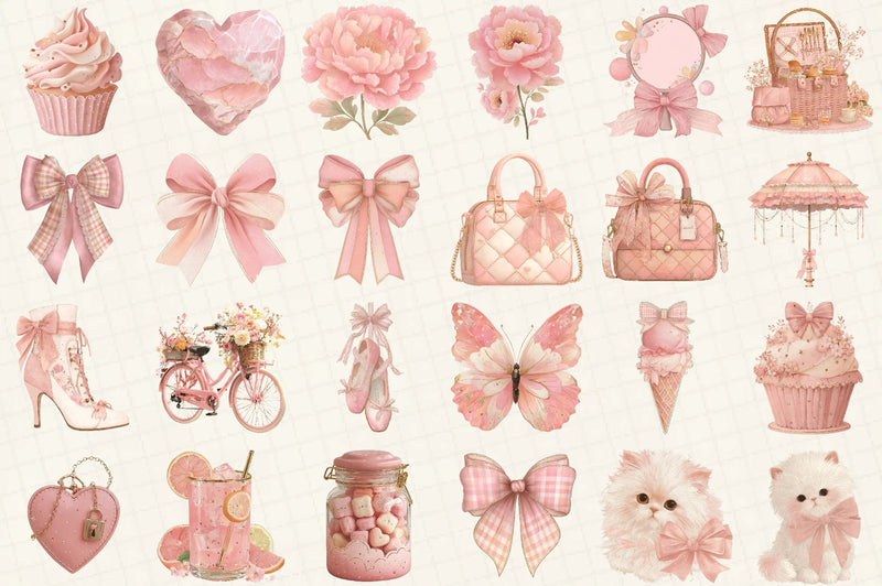 Pink Coquette Aesthetic Clipart Bundle - CraftNest - Digital Crafting and Art