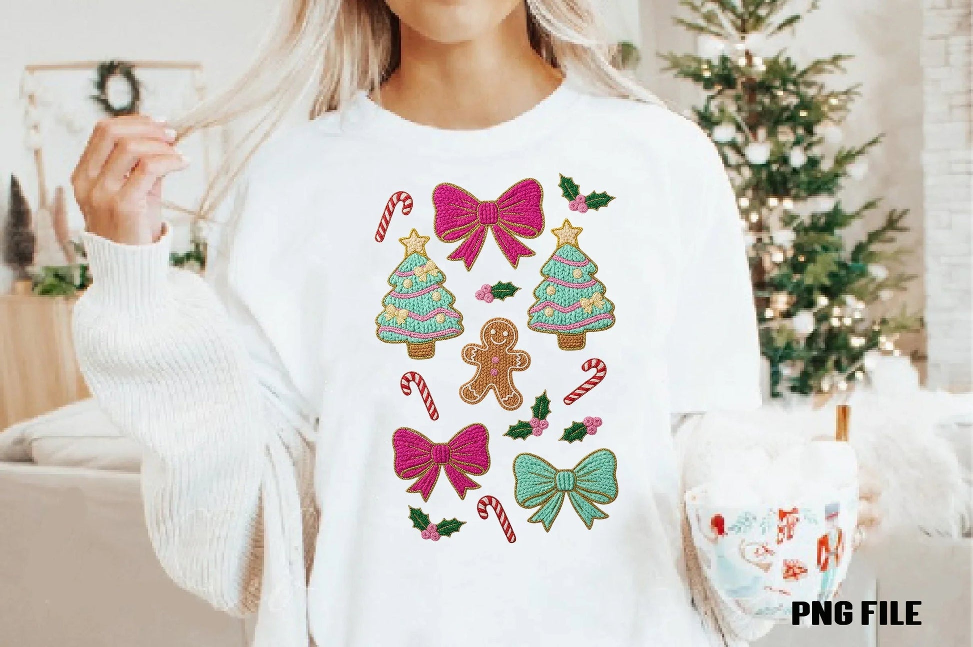 Pink Crochet Christmas Tree Bows Candy Clipart Bundle - CraftNest - Digital Crafting and Art