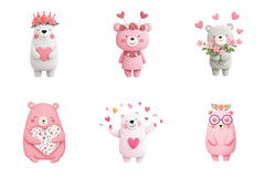 Pink Floral Valentine's Day Bear Clipart Bundle - CraftNest - Digital Crafting and Art