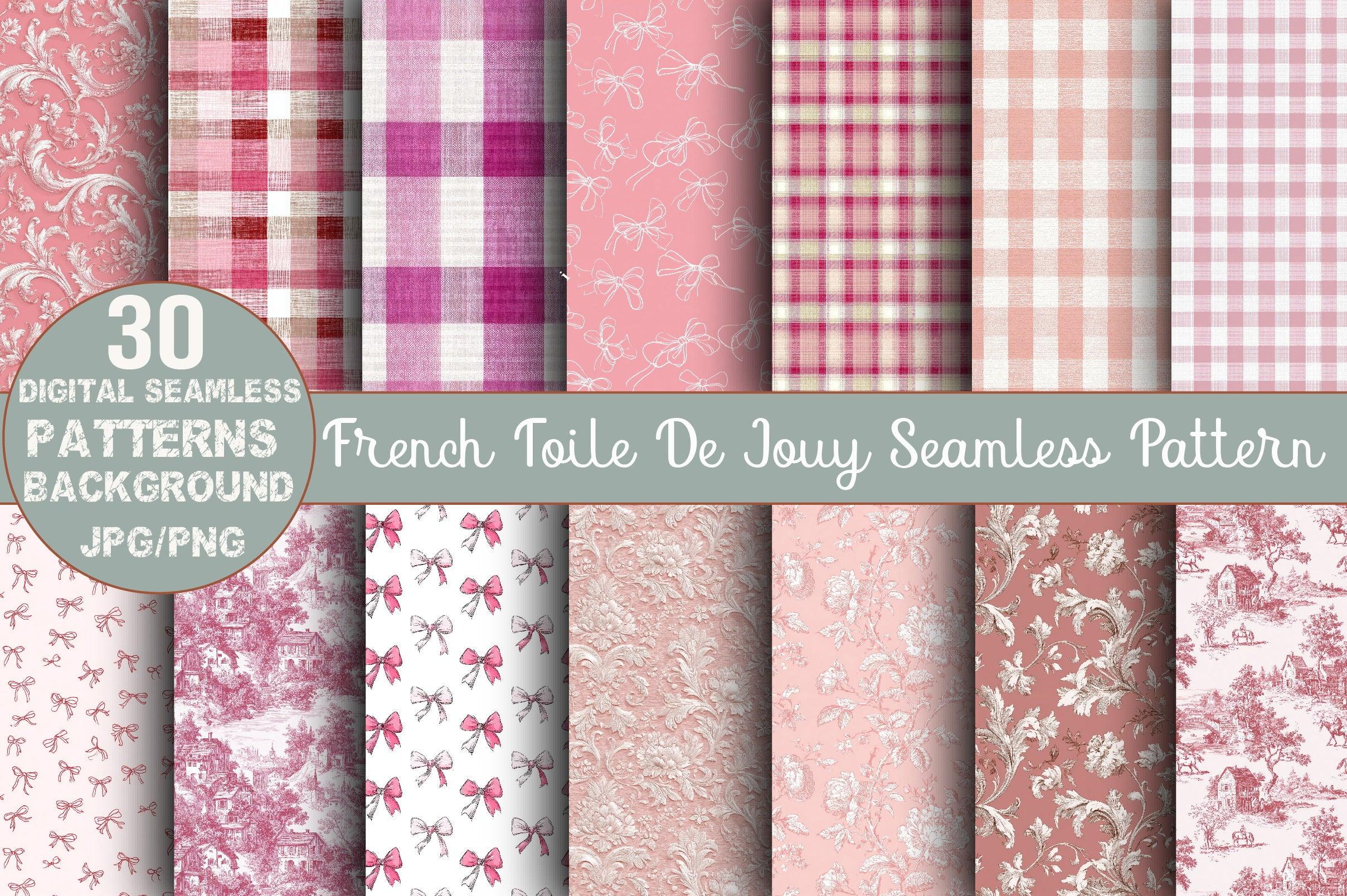 Pink French Toile De Jouy Pattern Clipart Bundle - CraftNest - Digital Crafting and Art