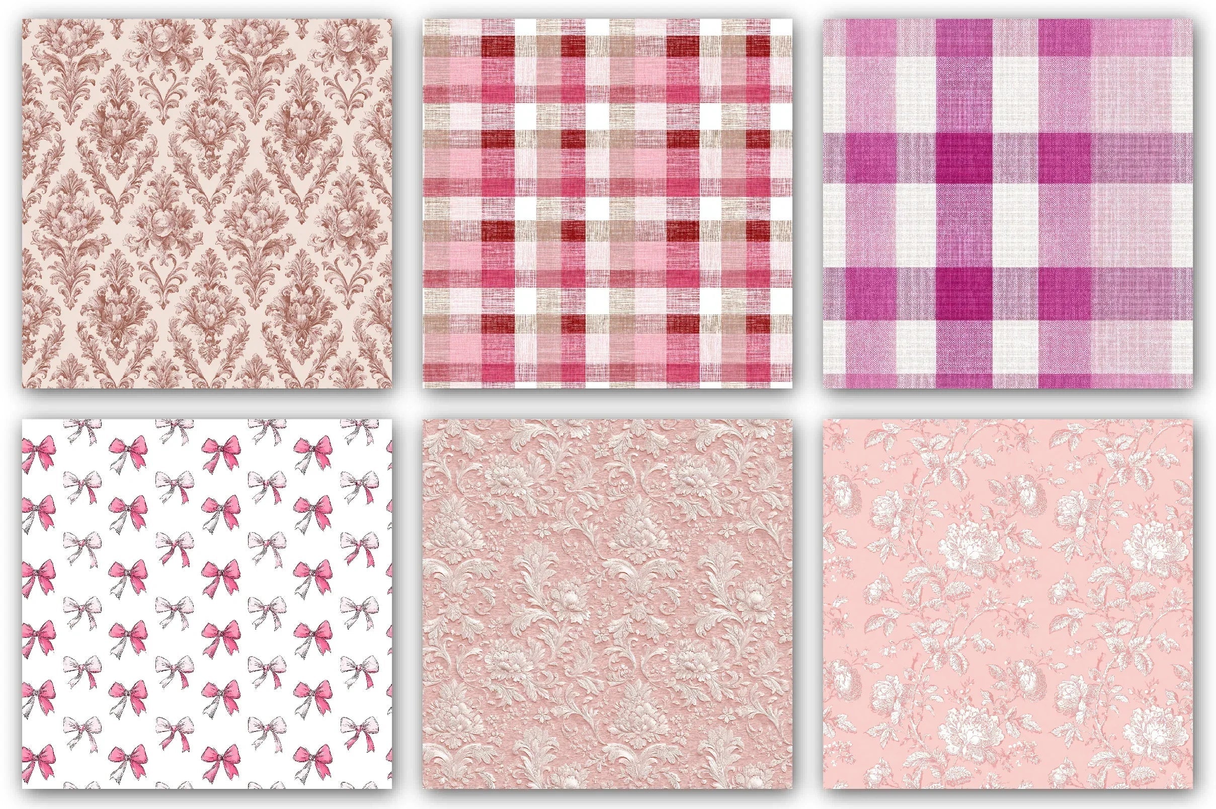 Pink French Toile De Jouy Pattern Clipart Bundle - CraftNest - Digital Crafting and Art