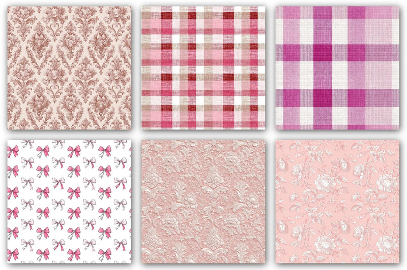 Pink French Toile De Jouy Pattern Clipart Bundle - CraftNest - Digital Crafting and Art