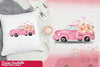 Pink Love Truck with Flowers Clipart Bundle