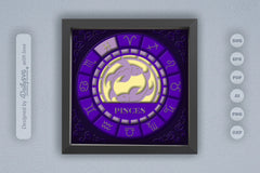 Pisces Zodiac 3D Shadow Box Papercut SVG Bundle - CraftNest - Digital Crafting and Art