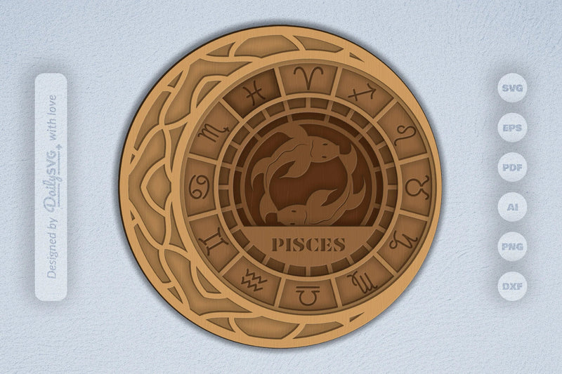 Pisces Zodiac Laser Cut SVG Bundle - CraftNest - Digital Crafting and Art