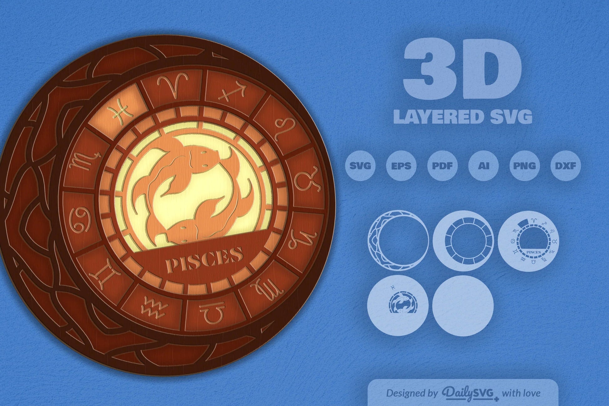 Pisces Zodiac Laser Cut SVG Bundle - CraftNest - Digital Crafting and Art