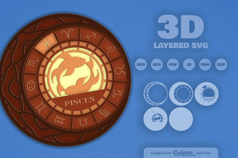 Pisces Zodiac Laser Cut SVG Bundle - CraftNest - Digital Crafting and Art