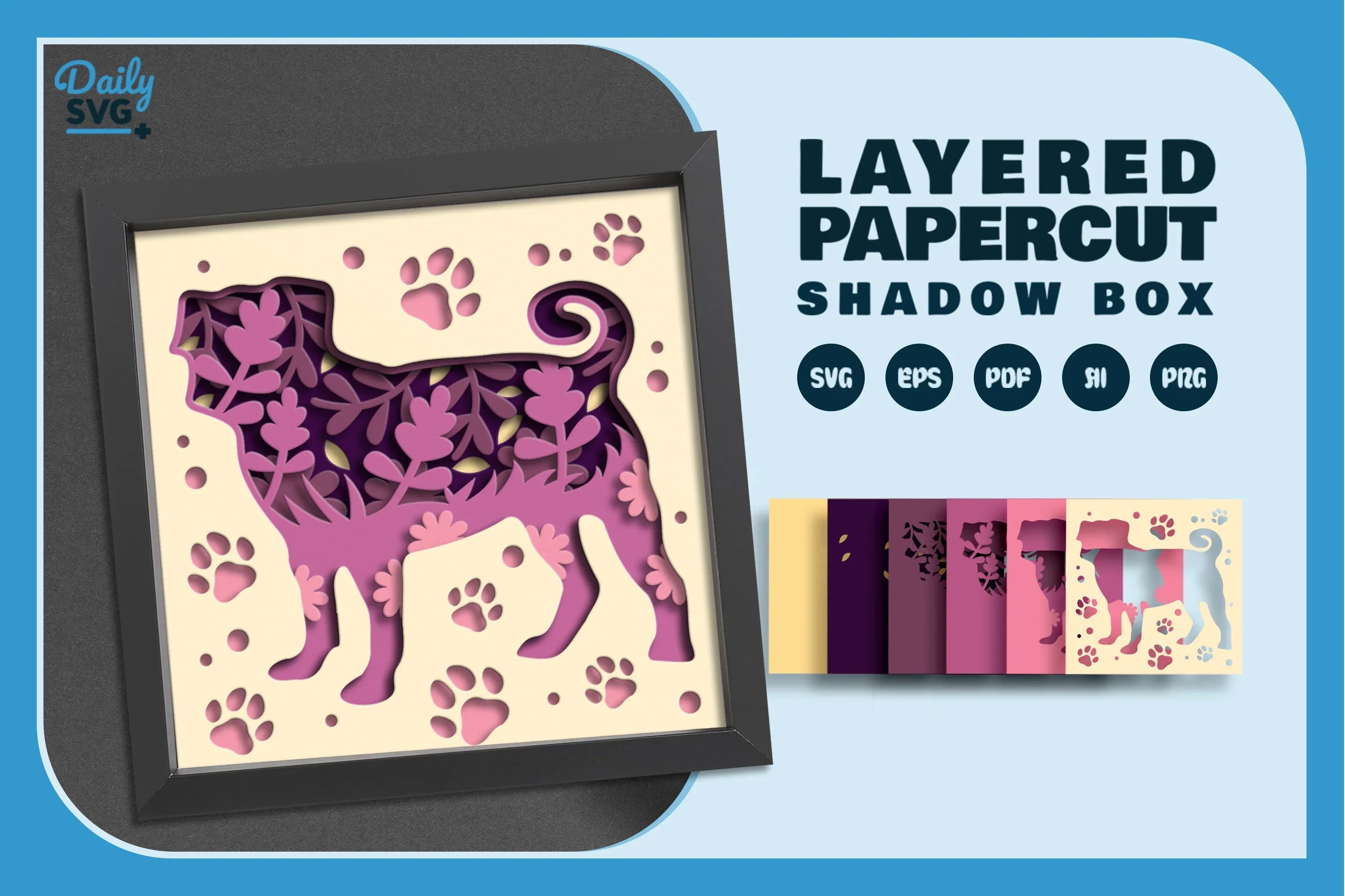 Pitbull Floral Papercut SVG Bundle - CraftNest - Digital Crafting and Art