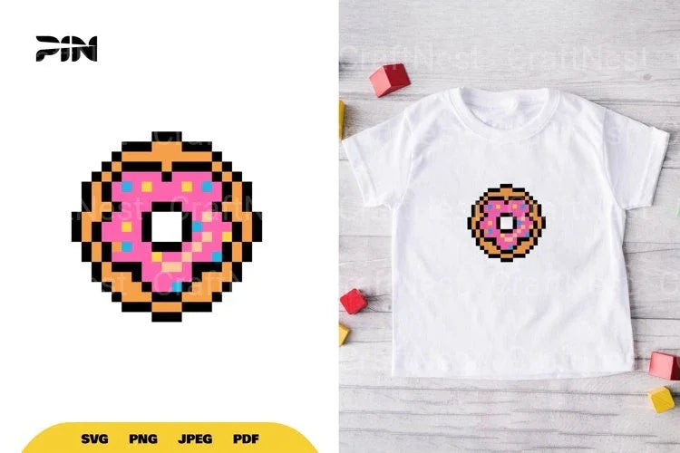 Pixel Art Fast Food 8Bit Donut Clipart Bundle - CraftNest - Digital Crafting and Art