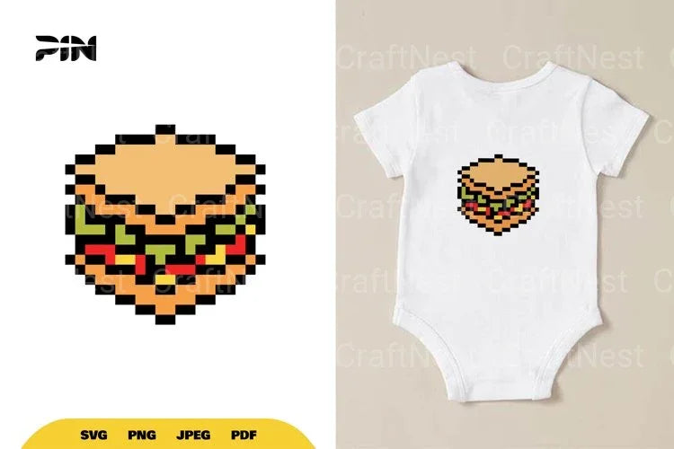 Pixel Art Fast Food 8Bit Sandwich Clipart Bundle - CraftNest - Digital Crafting and Art