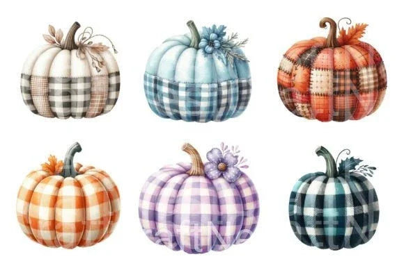 Plaid Pumpkin Clipart Bundle Set - CraftNest - Digital Crafting and Art