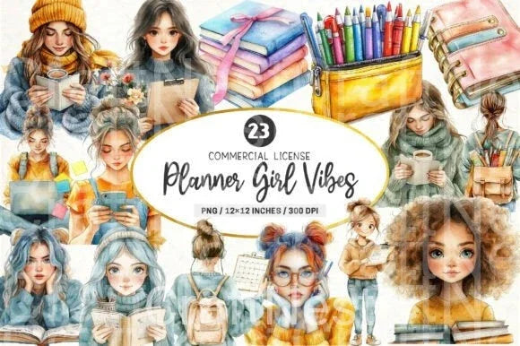 Planner Girl Vibes Clipart Bundle - CraftNest - Digital Crafting and Art