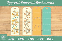Plumeria Flowers Layered Papercut Bookmark Clipart Bundle - CraftNest - Digital Crafting and Art