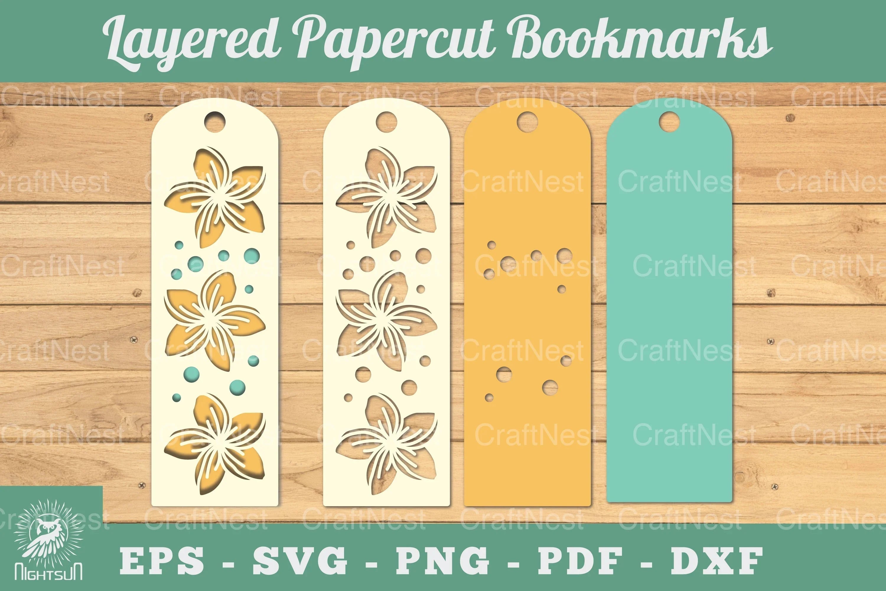 Plumeria Flowers Layered Papercut Bookmark Clipart Bundle - CraftNest - Digital Crafting and Art