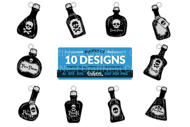 Halloween Poison Bottle Clipart - Daily SVG Bundles 1 - CraftNest - Digital Crafting and Art