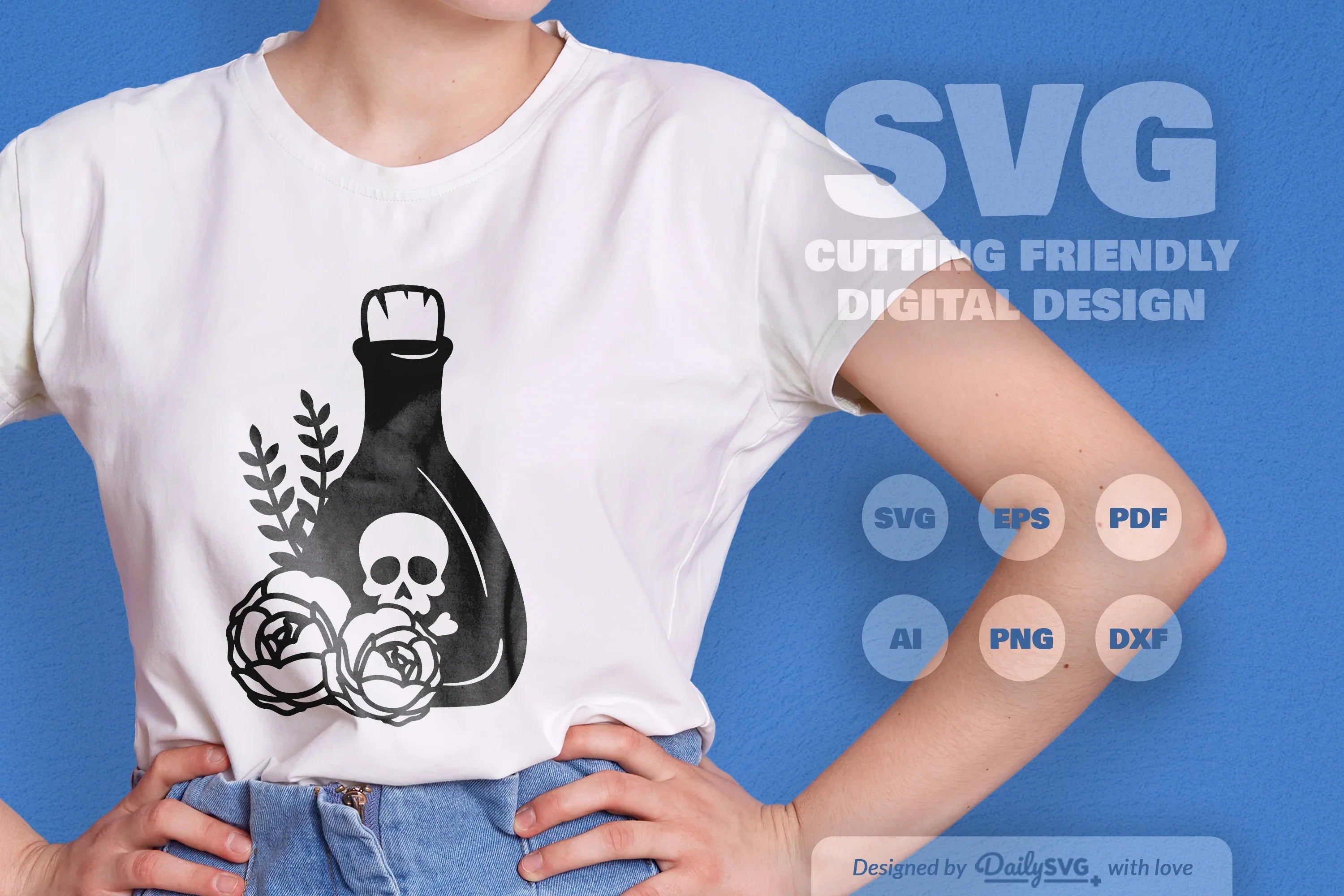 Poison Bottle with Roses Halloween Clipart - CraftNest - Digital Crafting and Art
