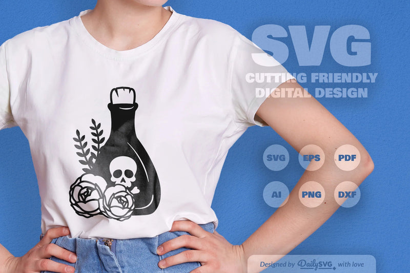 Poison Bottle with Roses Halloween Clipart - CraftNest - Digital Crafting and Art