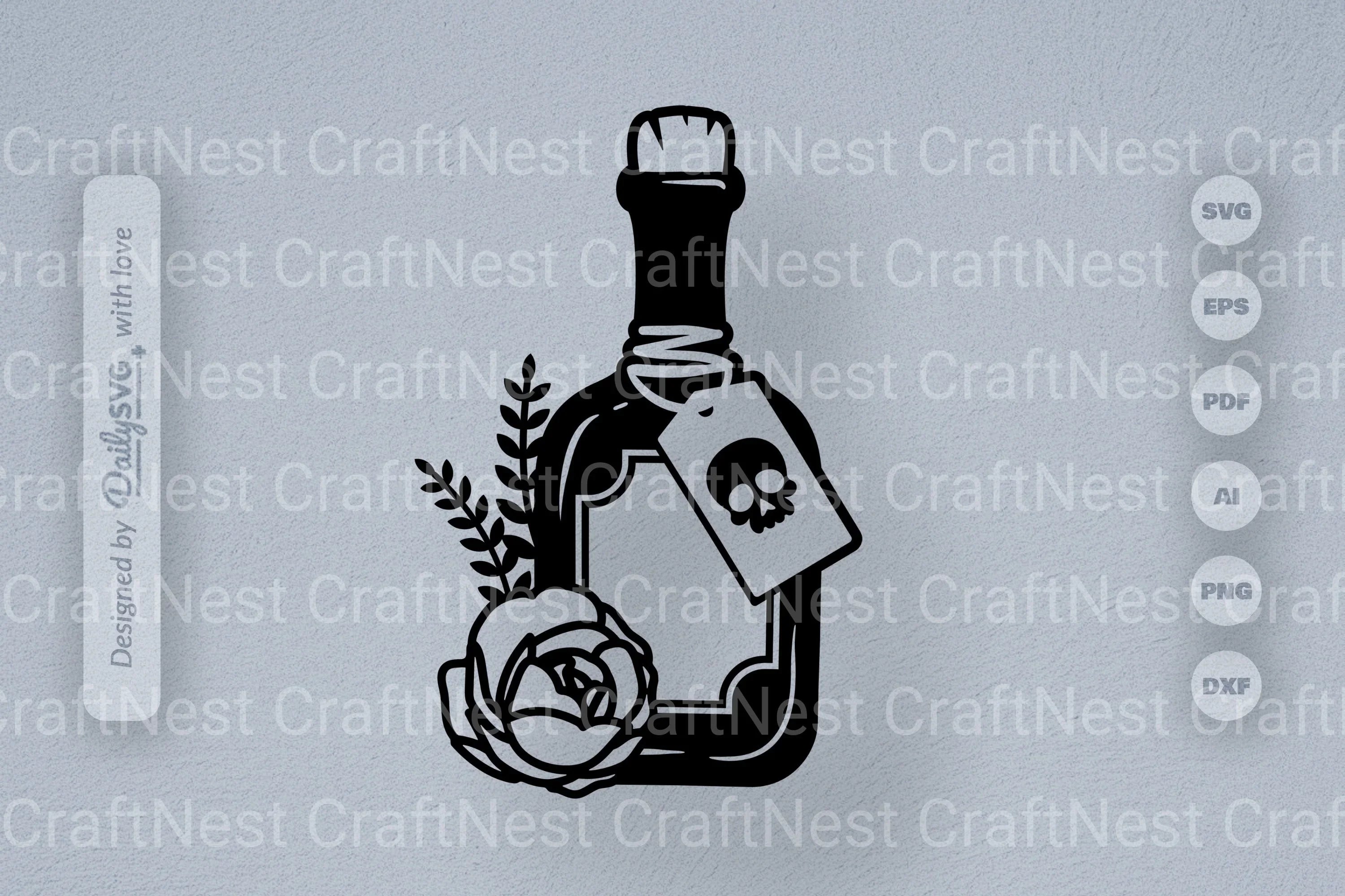 Poison Bottle with Roses Halloween SVG Bundle