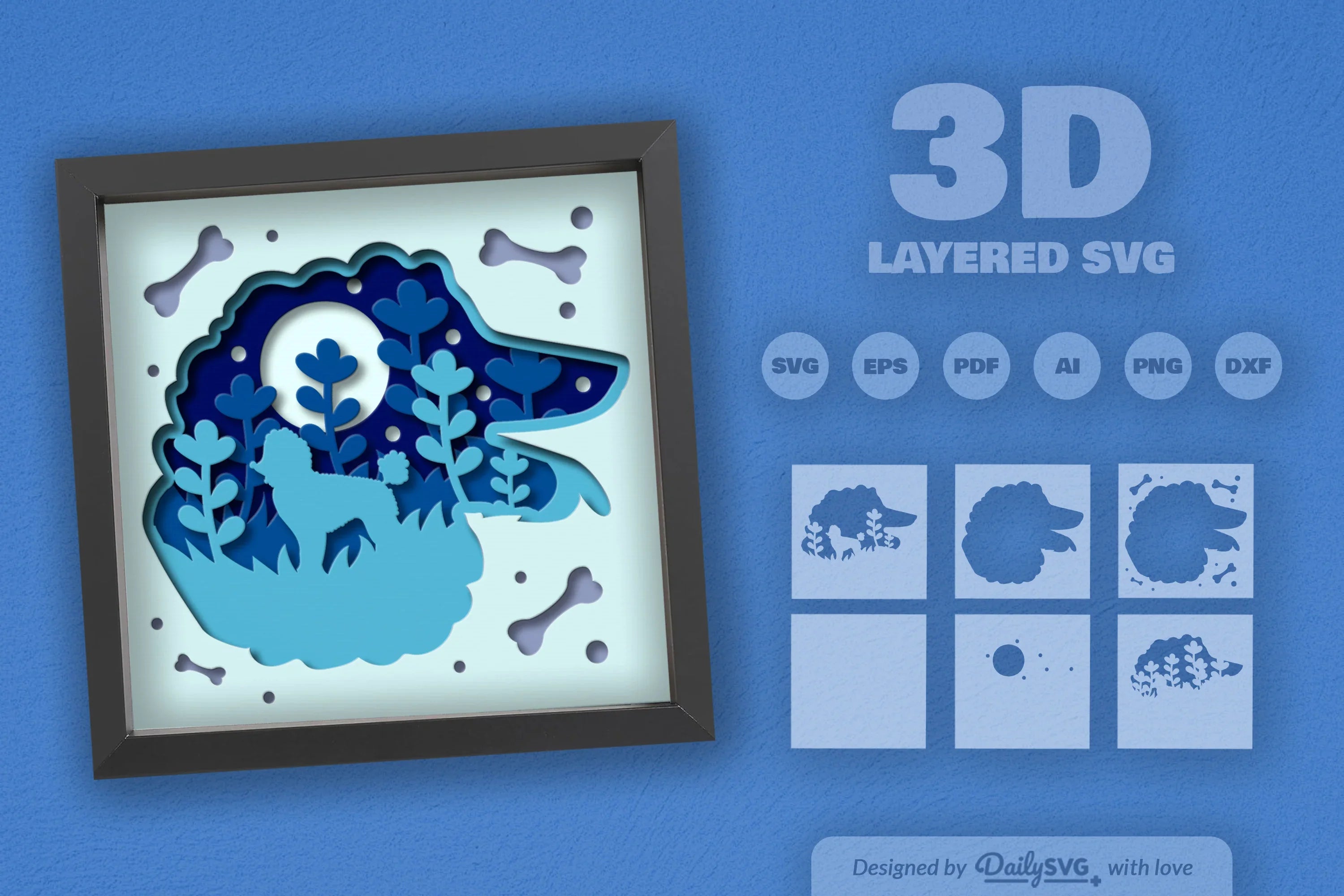 Poodle Dog Head Silhouette Papercut SVG Bundle - CraftNest - Digital Crafting and Art