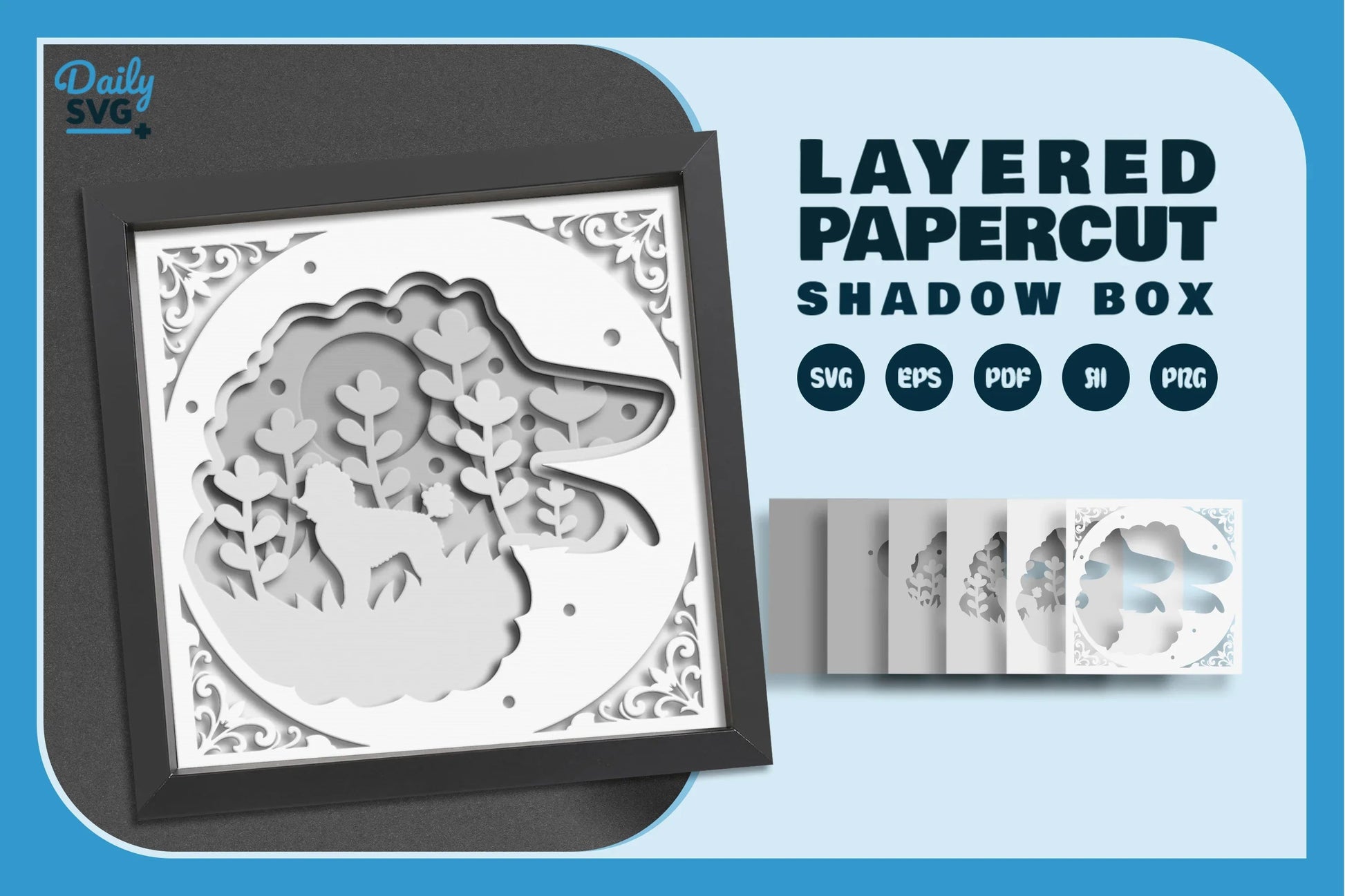 Poodle Dog Head Silhouette White Papercut SVG Bundle - CraftNest - Digital Crafting and Art