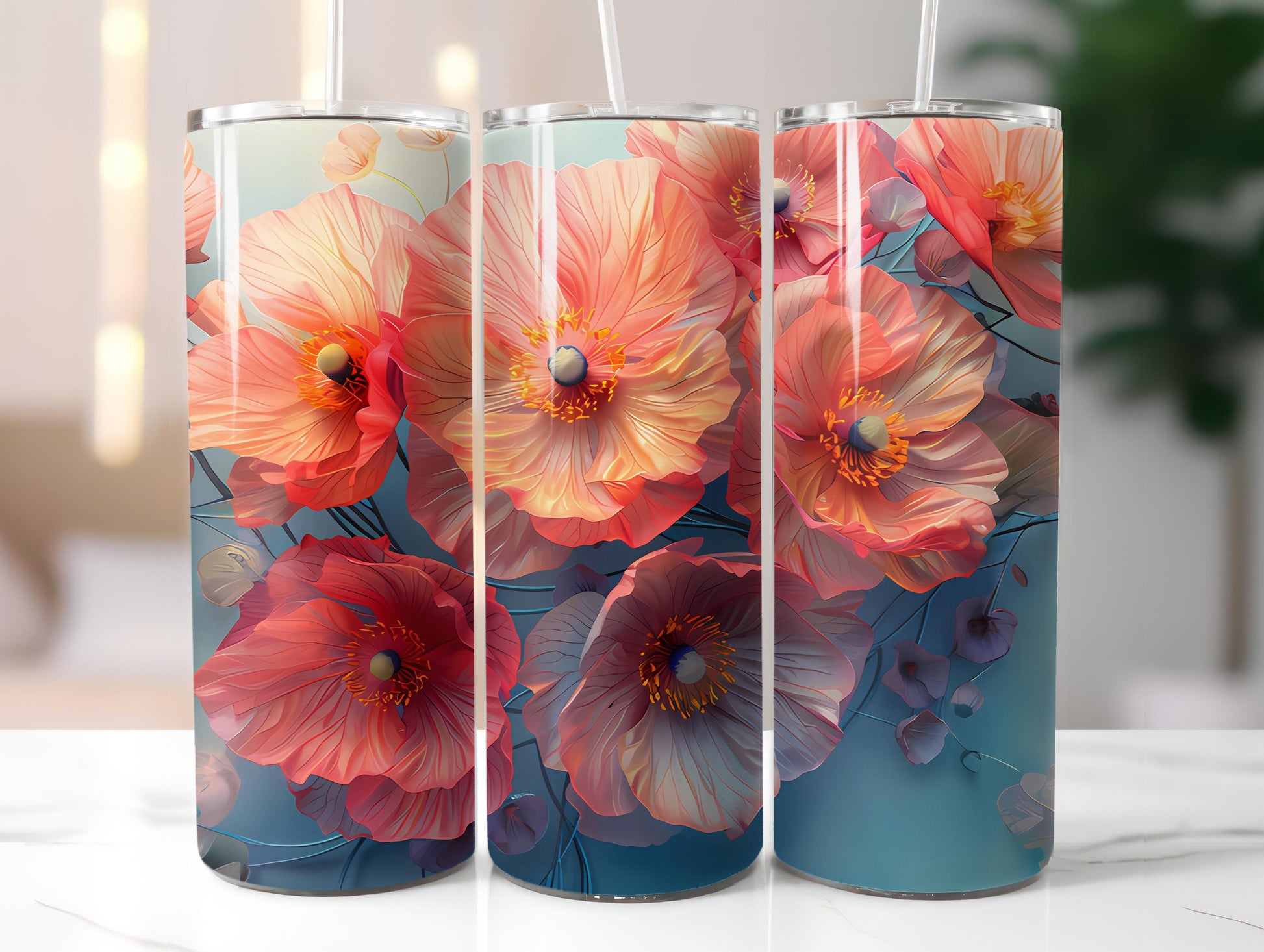 Poppies Flowers Tumbler Wrap - CraftNest - Digital Crafting and Art