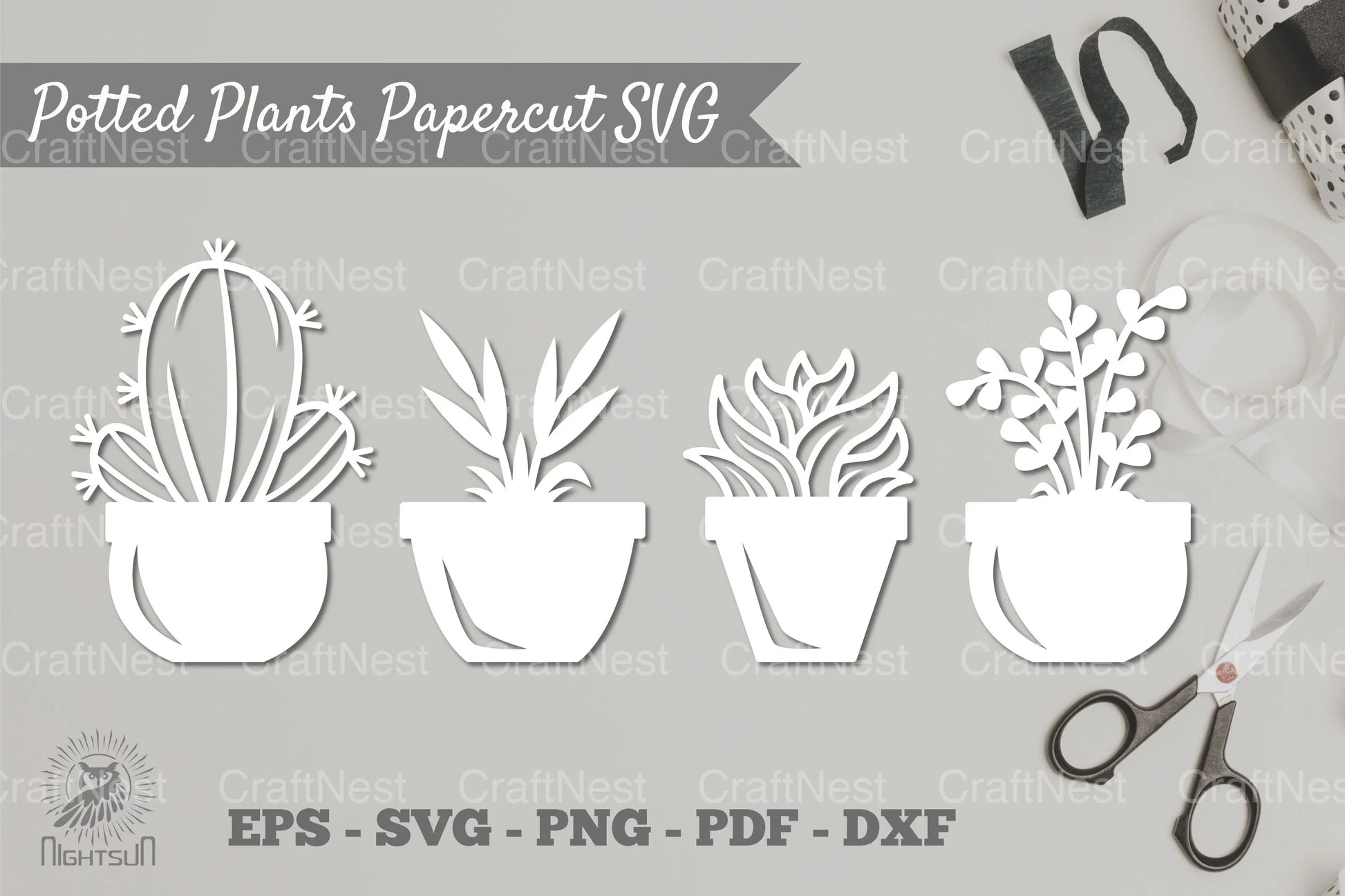 Potted Plants Papercut SVG Bundle - CraftNest - Digital Crafting and Art