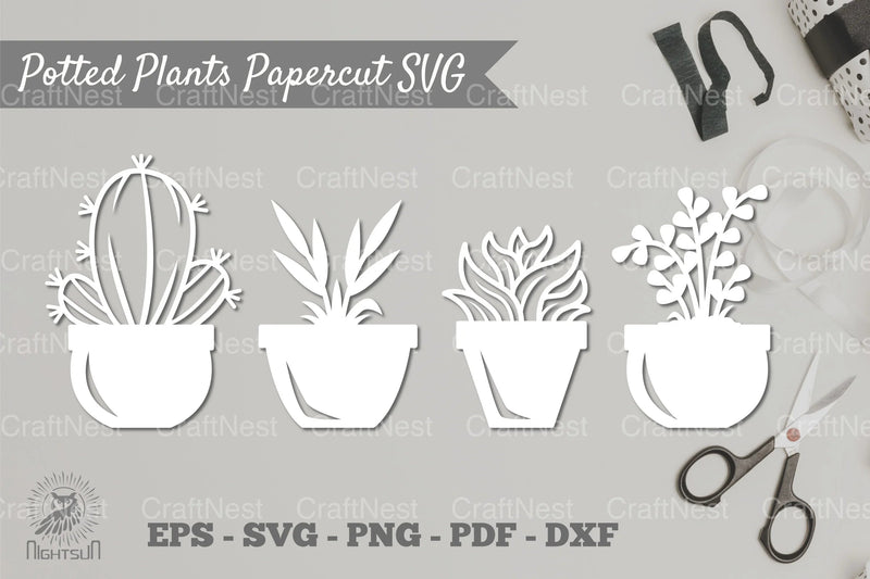 Potted Plants Papercut SVG Bundle - CraftNest - Digital Crafting and Art