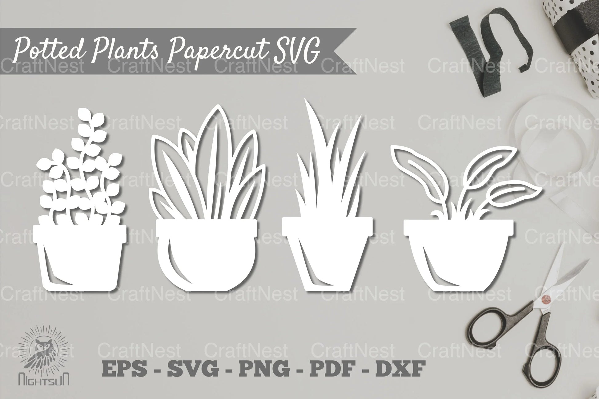 Potted Plants Papercut SVG Bundle - CraftNest - Digital Crafting and Art
