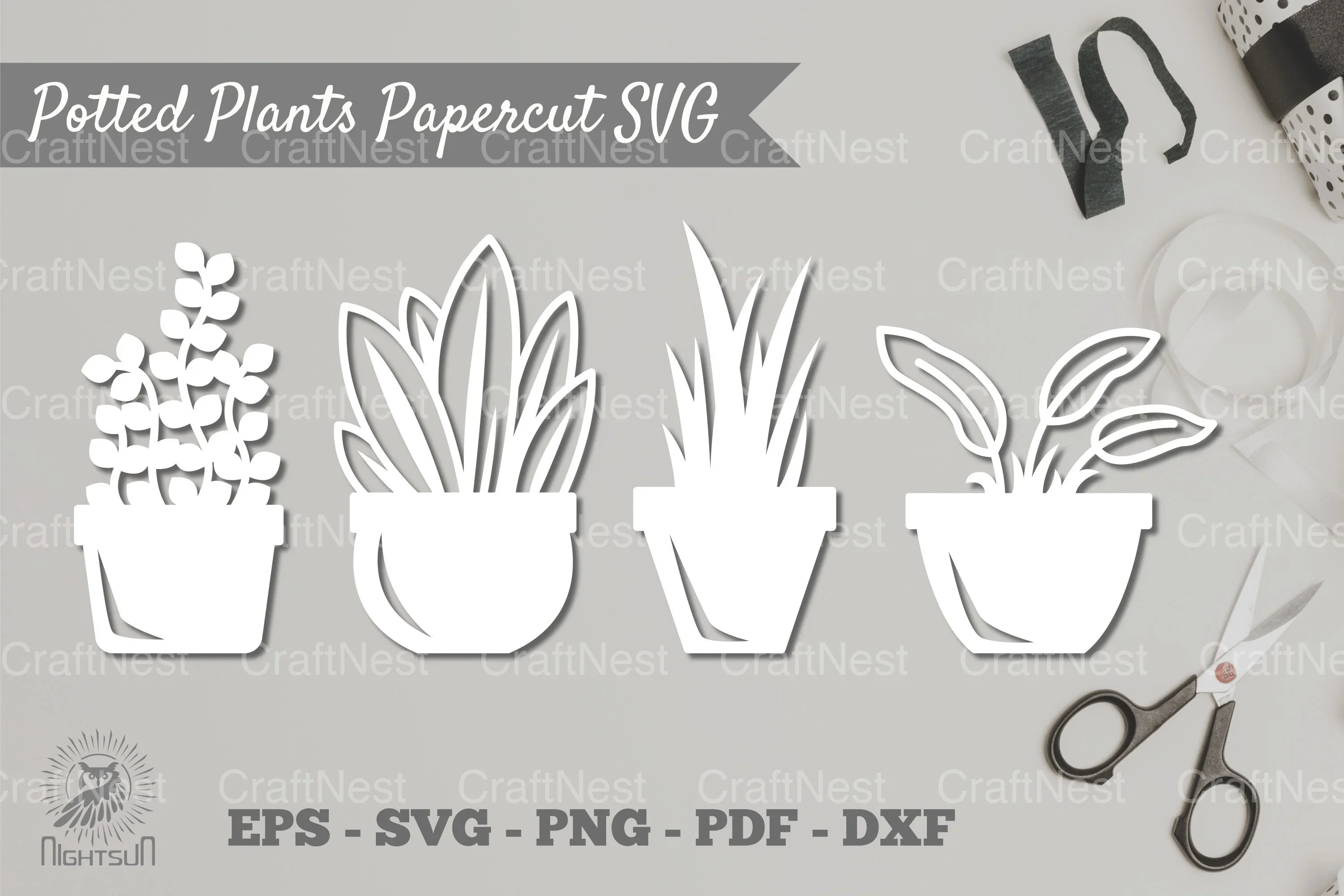 Potted Plants Papercut SVG Bundle - CraftNest - Digital Crafting and Art