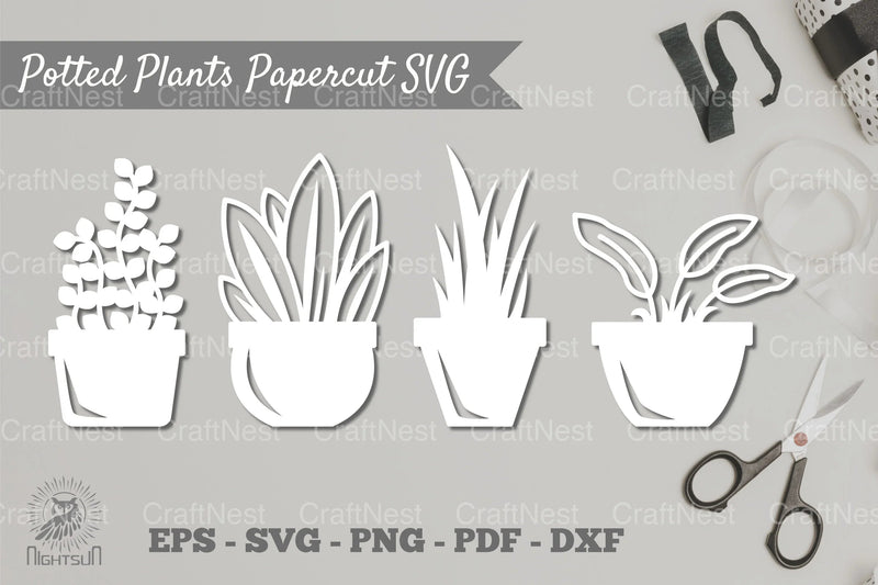 Potted Plants Papercut SVG Bundle - CraftNest - Digital Crafting and Art