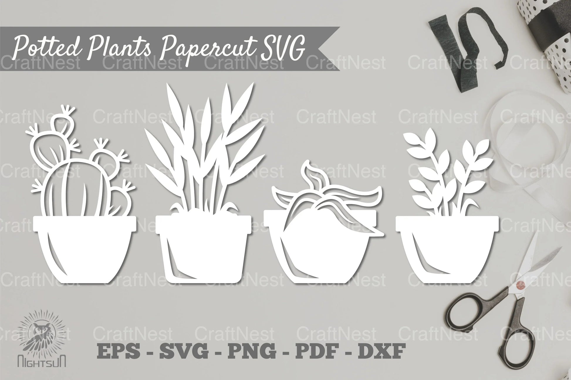 Potted Plants Papercut SVG Bundle - CraftNest - Digital Crafting and Art