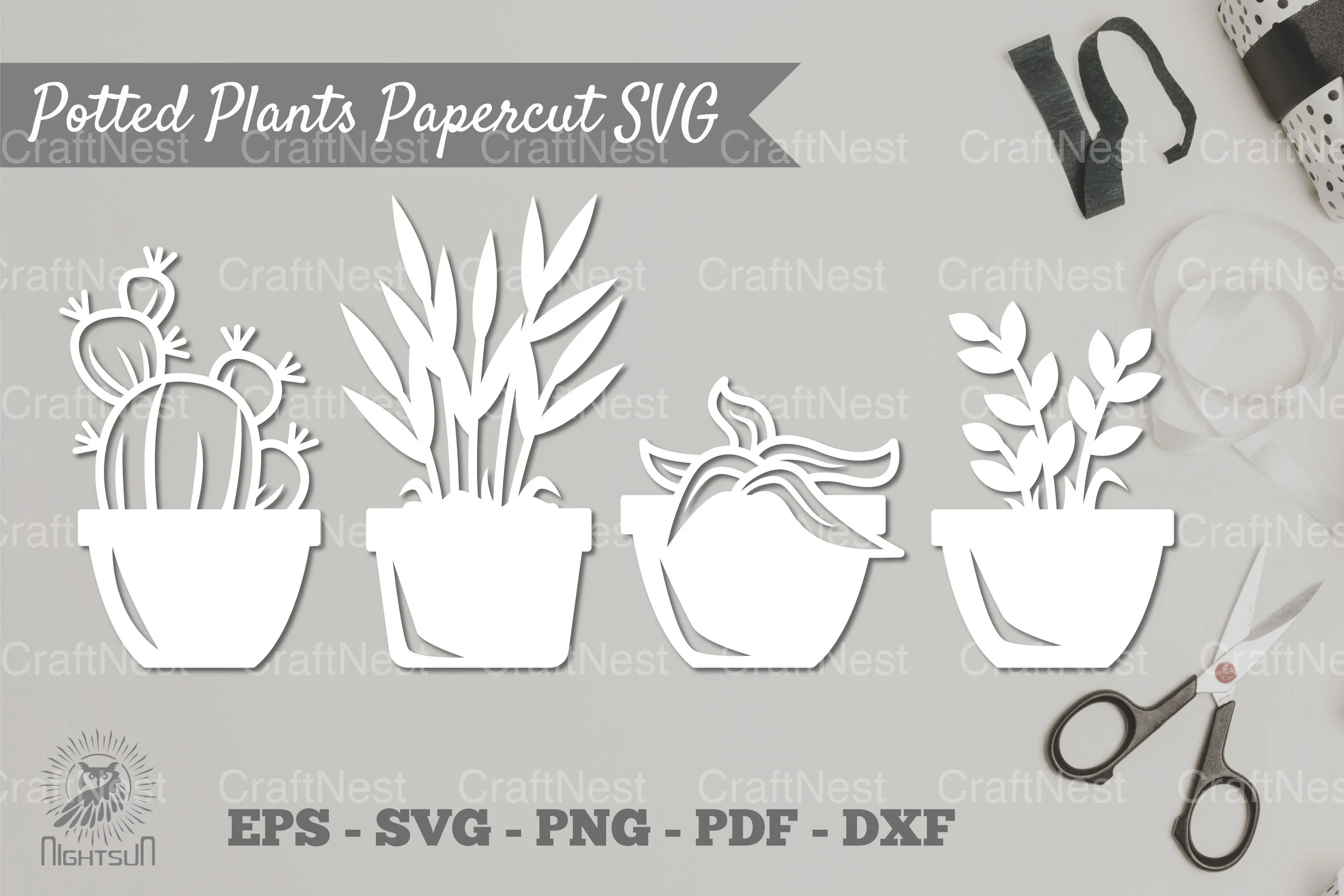 Potted Plants Papercut SVG Bundle - CraftNest - Digital Crafting and Art