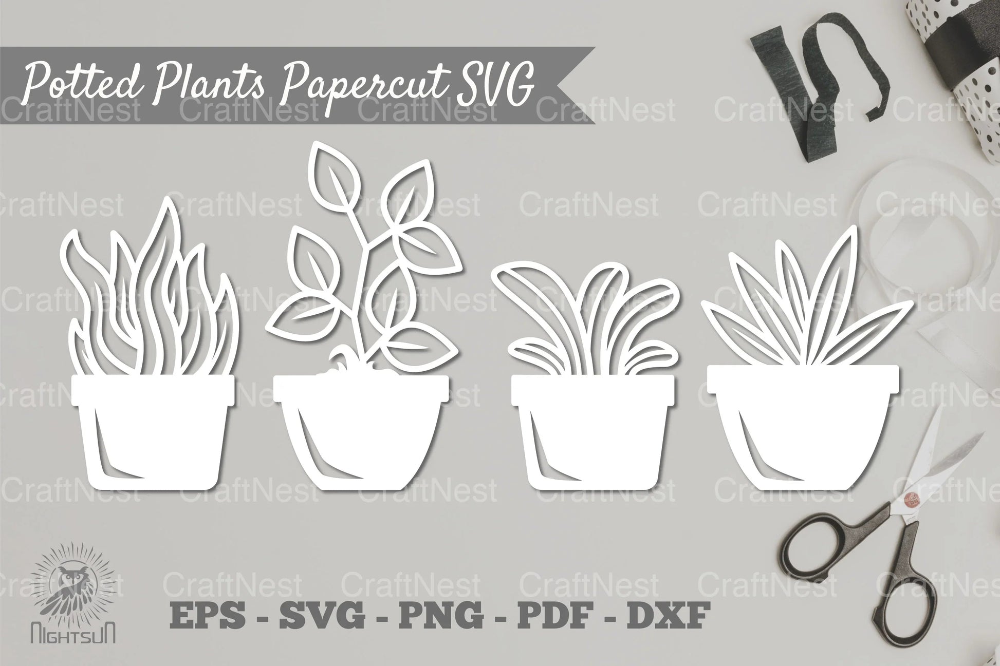 Potted Plants Papercut SVG Bundle - CraftNest - Digital Crafting and Art