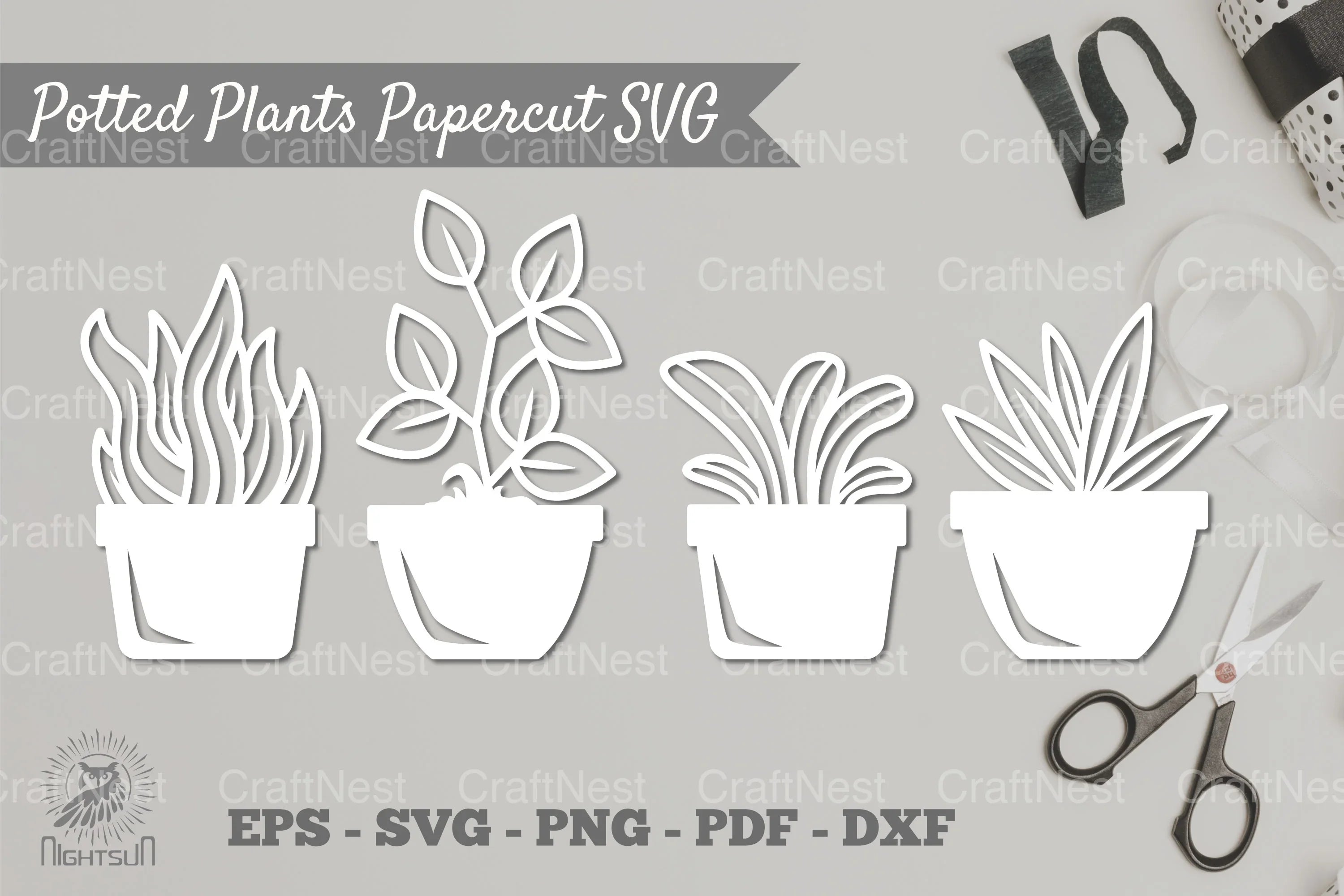 Potted Plants Papercut SVG Bundle - CraftNest - Digital Crafting and Art