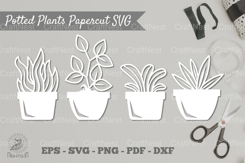 Potted Plants Papercut SVG Bundle - CraftNest - Digital Crafting and Art