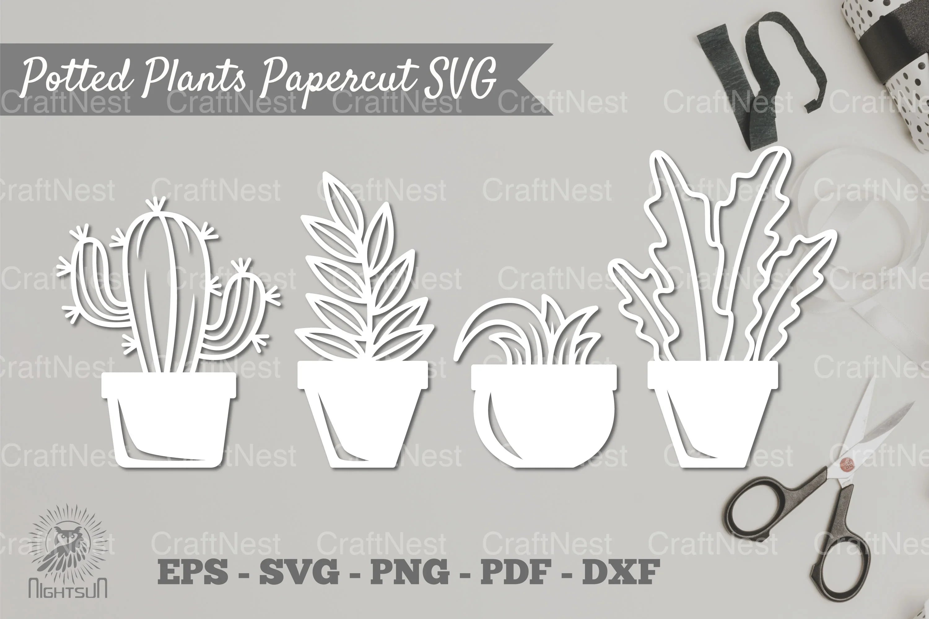 Potted Plants Papercut SVG Bundle - CraftNest - Digital Crafting and Art