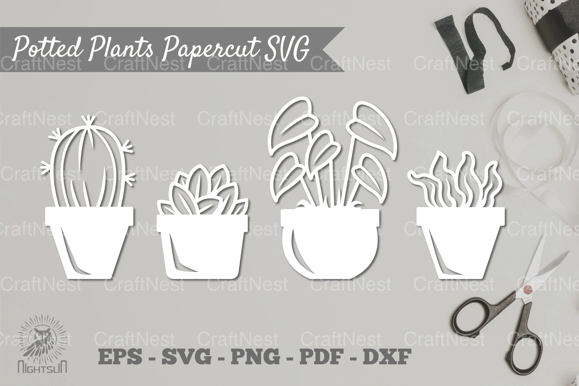 Potted Plants Papercut SVG Bundle - CraftNest - Digital Crafting and Art