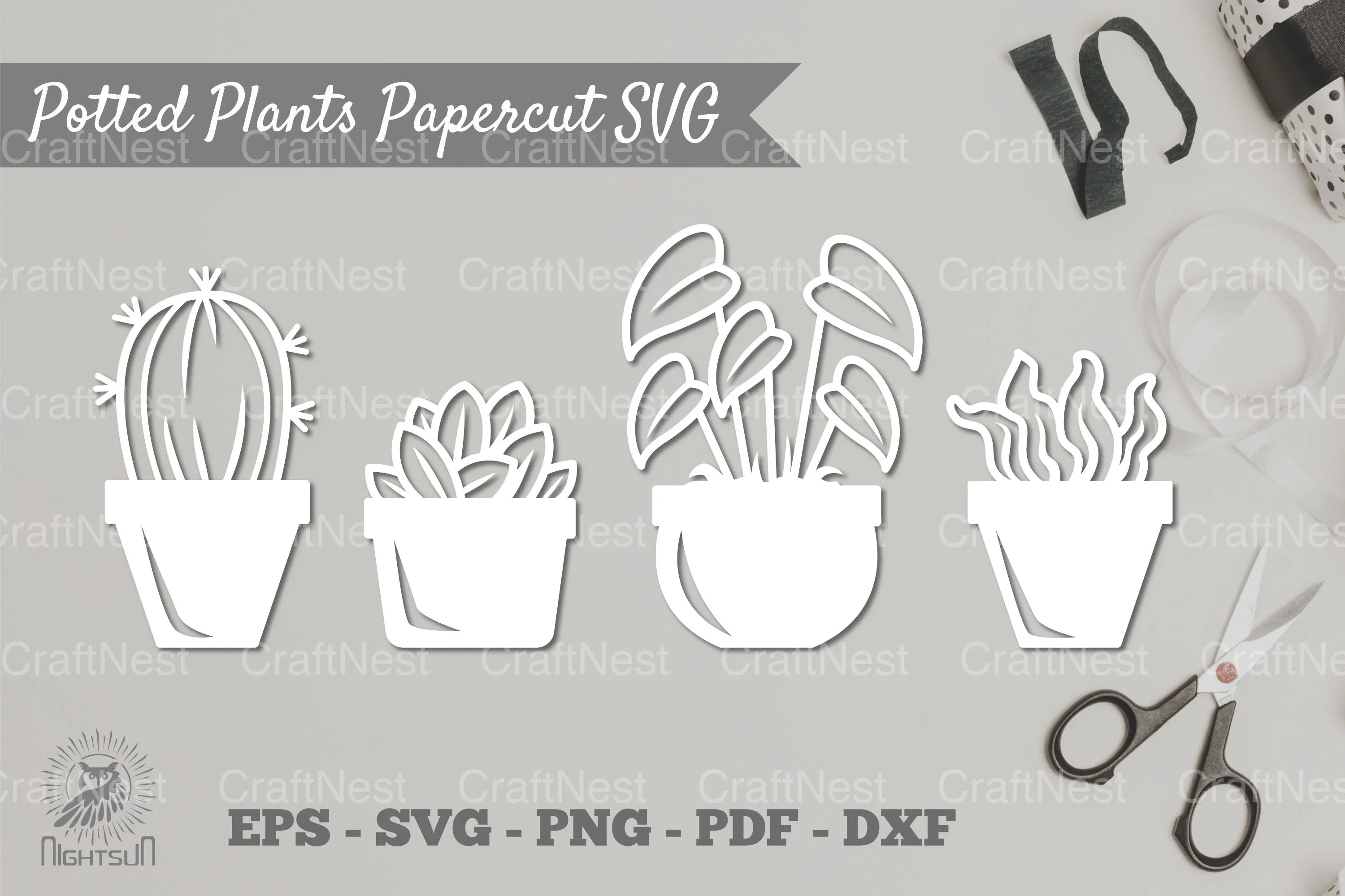Potted Plants Papercut SVG Bundle - CraftNest - Digital Crafting and Art