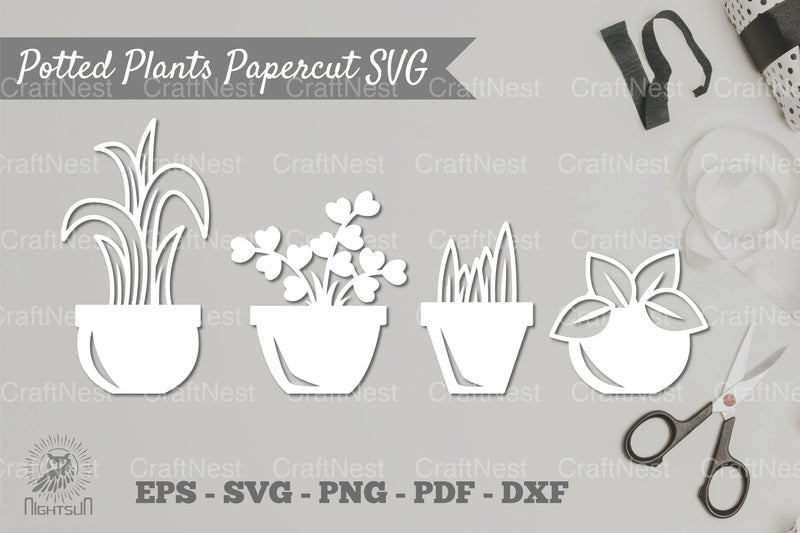 Potted Plants Papercut SVG Bundle - CraftNest - Digital Crafting and Art