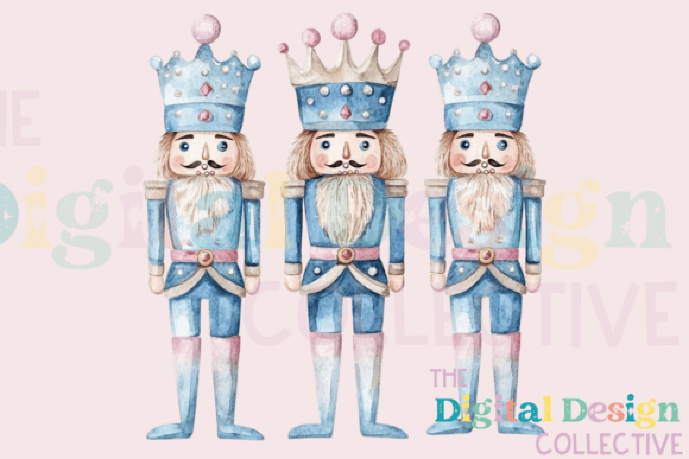 Chinoiserie Blue Nutcracker Clipart Bundle