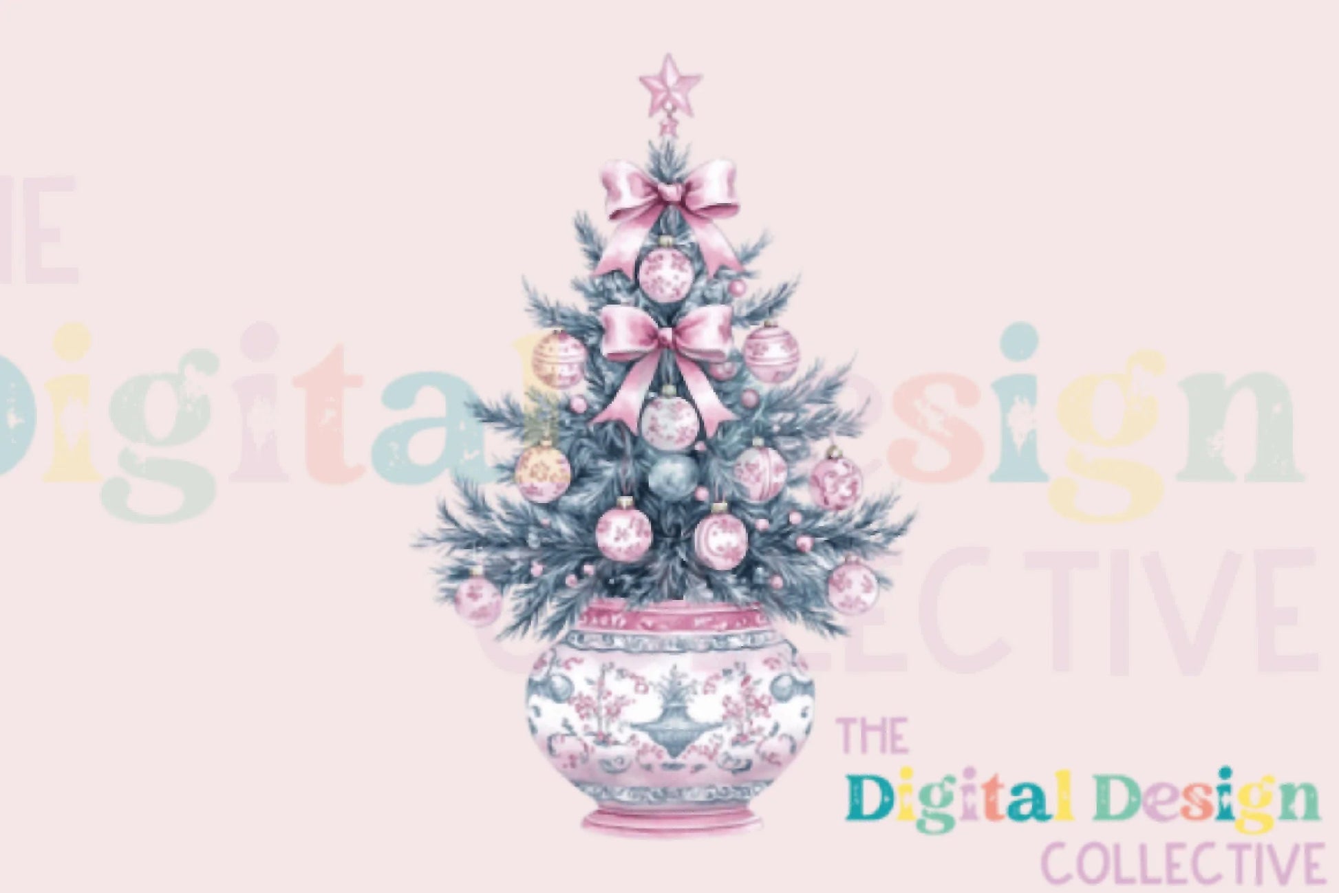 Preppy Chinoiserie Christmas Tree Clipart Bundle - CraftNest - Digital Crafting and Art