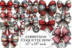 Preppy Christmas Coquette Bow Clipart Bundle - CraftNest - Digital Crafting and Art