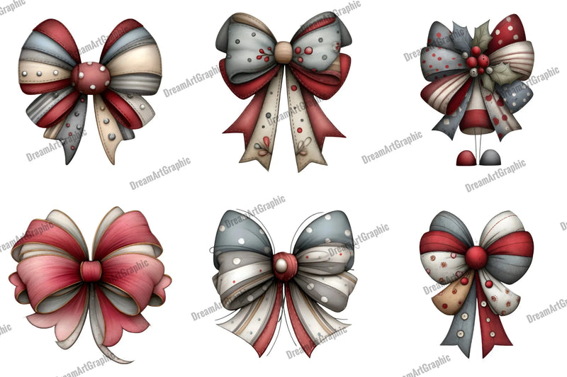 Preppy Christmas Coquette Bow Clipart Bundle - CraftNest - Digital Crafting and Art