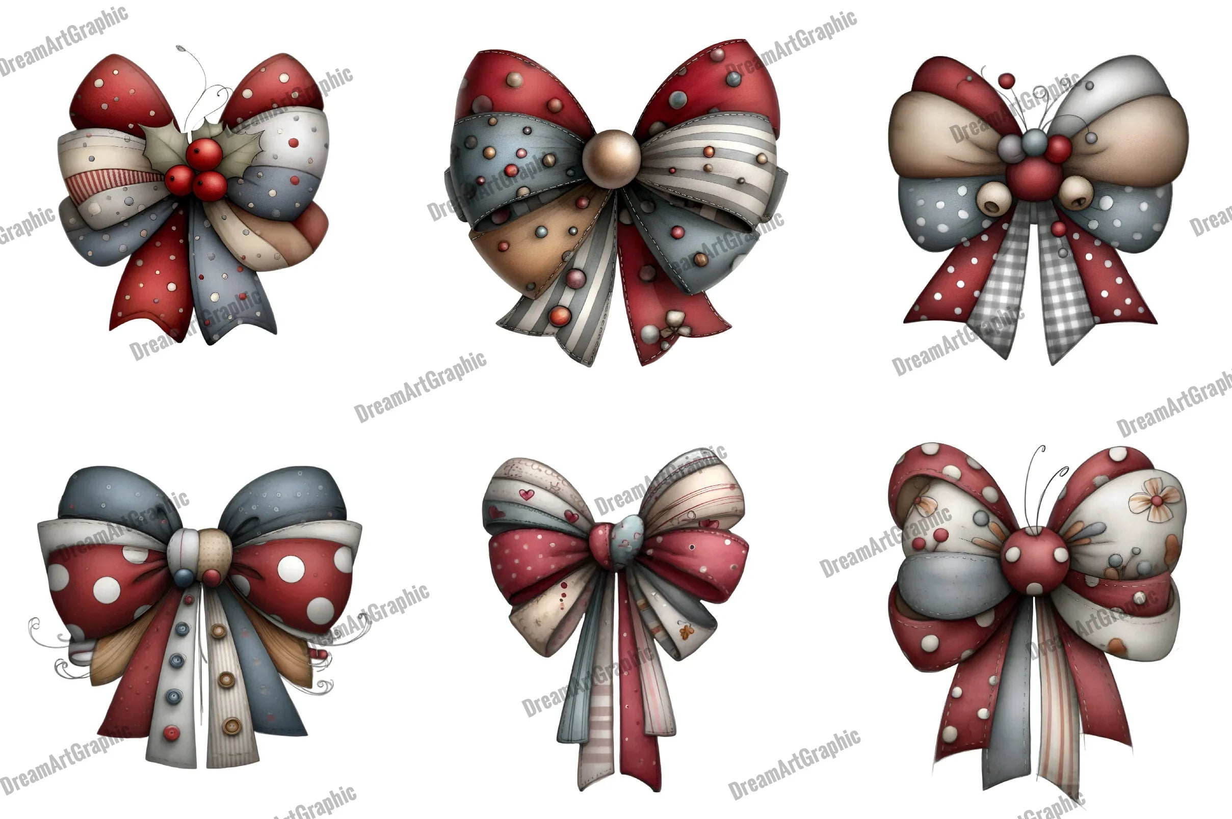 Preppy Christmas Coquette Bow Clipart Bundle - CraftNest - Digital Crafting and Art